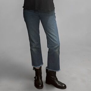 Calvin Klein Vintage CK Jeans Straight Leg Jeans in Classic Blue with Raw Hem